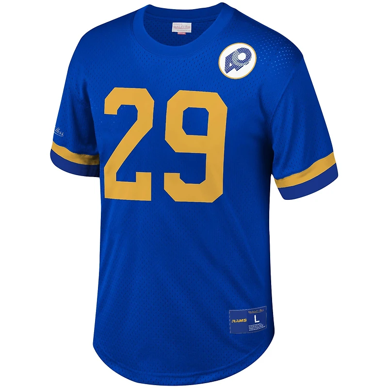 Haut à col rond en maille Mitchell & Ness Eric Dickerson Royal Los Angeles Rams pour hommes, nom et numéro du joueur retraité