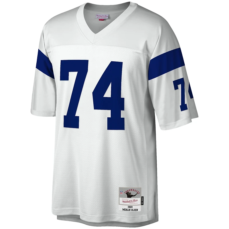 Maillot réplique Mitchell & Ness Merlin Olsen blanc Los Angeles Rams Legacy pour hommes