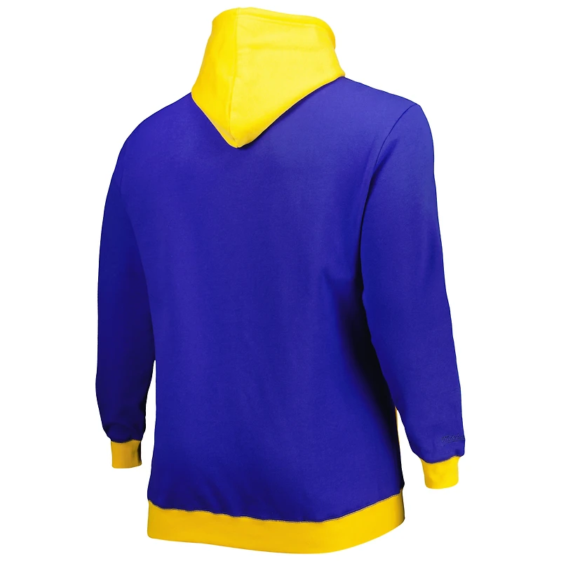 Chandail à capuchon Big & Tall Face des Rams de Los Angeles pour homme Mitchell Ness Royal/Gold