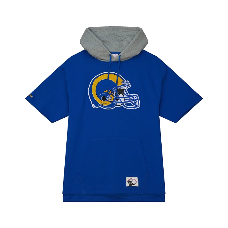 Chandail à capuchon manches courtes d'après-match des Rams de Los Angeles Royal Mitchell & Ness pour homme
