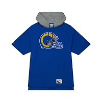 Chandail à capuchon manches courtes d'après-match des Rams de Los Angeles Royal Mitchell & Ness pour homme