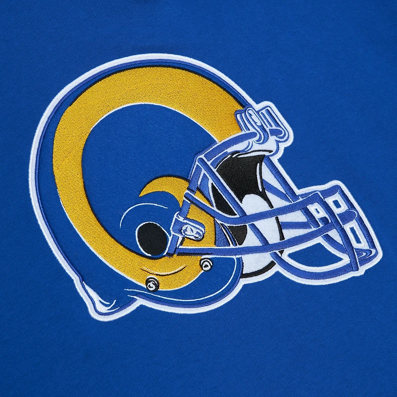 Men's Mitchell & Ness Royal Los Angeles Rams Postgame Short Sleeve Hoodie