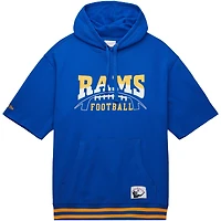 Men's Mitchell & Ness Royal Los Angeles Rams Pre-Game Short Sleeve Pullover Hoodie