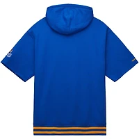 Men's Mitchell & Ness Royal Los Angeles Rams Pre-Game Short Sleeve Pullover Hoodie