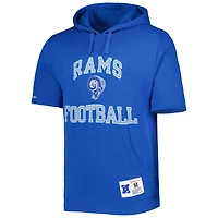 Chandail à capuchon délavé manches courtes Royal Los Angeles Rams Mitchell & Ness pour homme