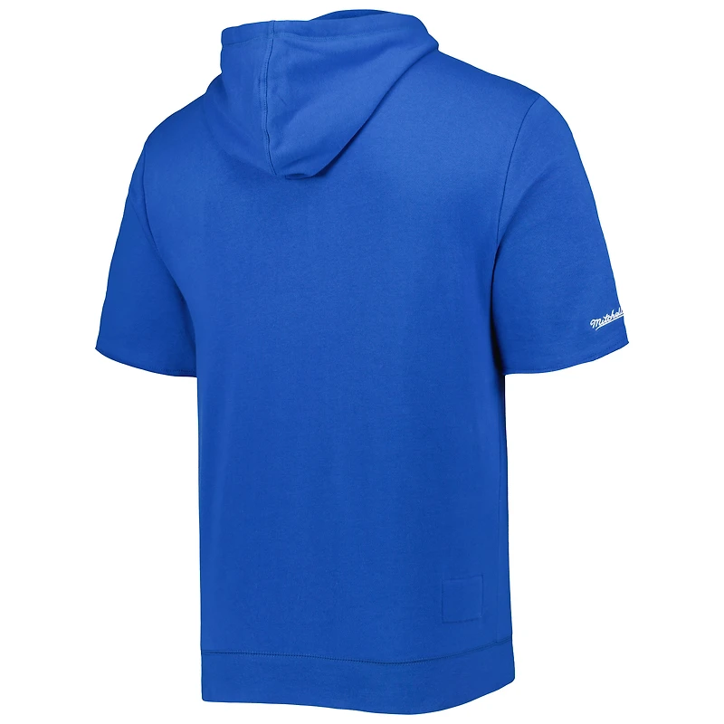 Chandail à capuchon délavé manches courtes Royal Los Angeles Rams Mitchell & Ness pour homme