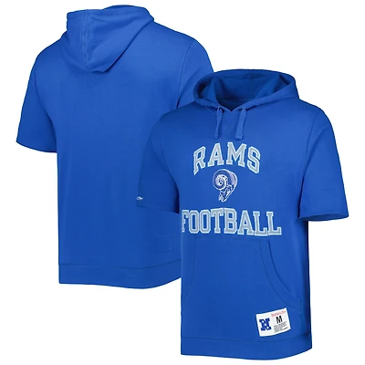 Chandail à capuchon délavé manches courtes Royal Los Angeles Rams Mitchell & Ness pour homme