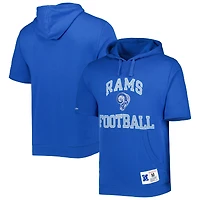 Chandail à capuchon délavé manches courtes Royal Los Angeles Rams Mitchell & Ness pour homme