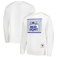 Men's Mitchell & Ness x Bud Light White Los Angeles Rams The Crest Pullover Sweatshirt