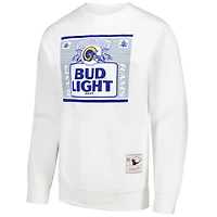 Men's Mitchell & Ness x Bud Light White Los Angeles Rams The Crest Pullover Sweatshirt