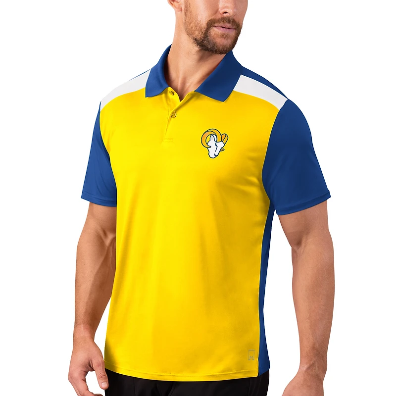 Polo Performance MSX by Michael Strahan Gold/Royal Los Angeles Rams Challenge pour homme