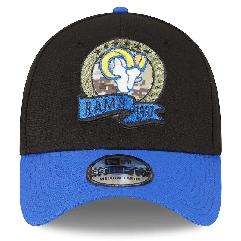 Men's New Era Black/Royal Los Angeles Rams 2022 Salute To Service - 39THIRTY Flex Hat