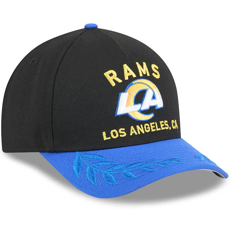 Casquette ajustable New Era 9FORTY M-Crown A-Frame pour homme, noire/bleue, Los Angeles Rams, draft NFL 2025