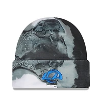 Men's New Era Black Los Angeles Rams 2022 Sideline Ink Dye Tonal Cuffed Knit Hat