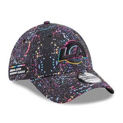 Casquette New Era noire Los Angeles Rams 2025 NFL Crucial Catch 39THIRTY Flex pour homme
