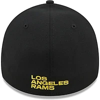 Men's New Era Black Los Angeles Rams Flawless Stripe 39THIRTY Flex Hat
