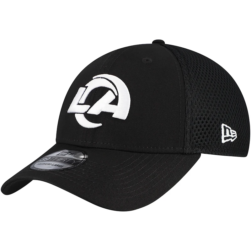 Casquette New Era noire Los Angeles Rams Main Neo 39THIRTY Flex pour homme