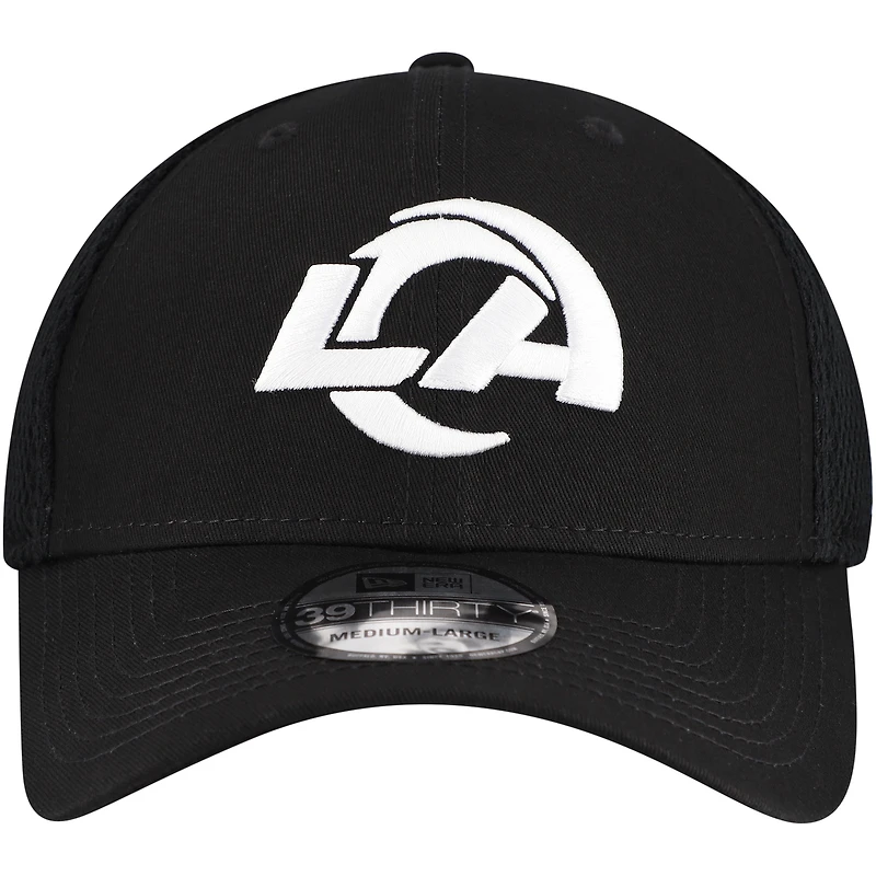 Casquette New Era noire Los Angeles Rams Main Neo 39THIRTY Flex pour homme