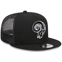 Casquette New Era Los Angeles Rams Throwback Main Trucker 9FIFTY Snapback noire pour homme