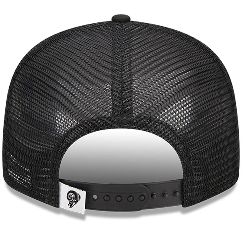 Casquette New Era Los Angeles Rams Throwback Main Trucker 9FIFTY Snapback noire pour homme