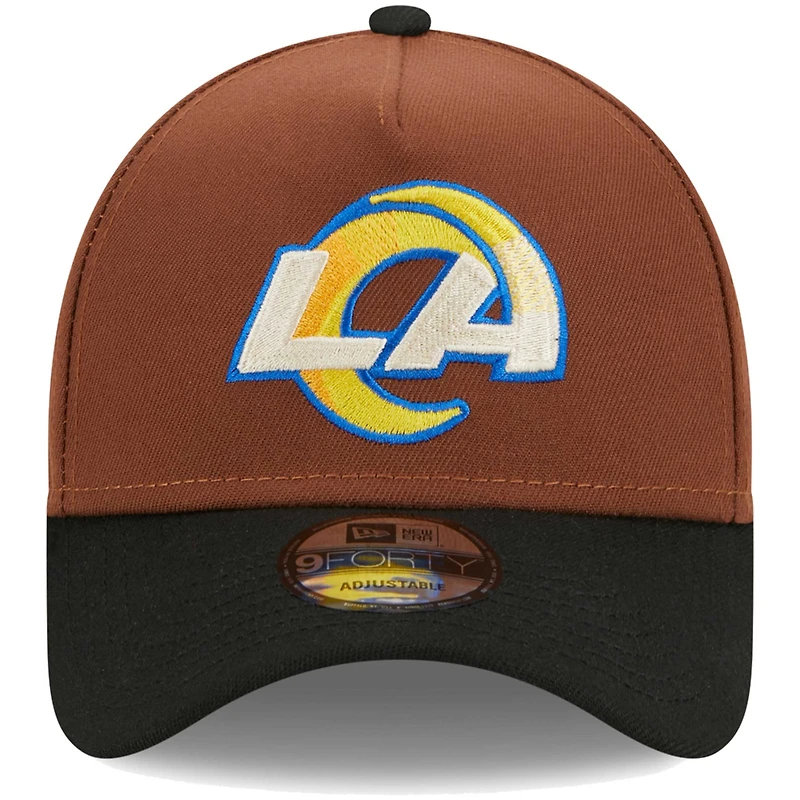 Casquette ajustable 9FORTY à cadre en A des Los Angeles Rams Harvest New Era pour homme, marron