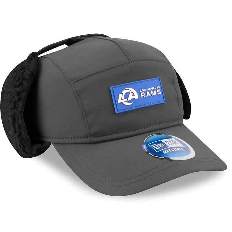 Men's New Era Charcoal Los Angeles Rams 2025 Sideline Cold Weather Runner Dog Ear Adjustable Hat