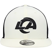Men's New Era Cream/Black Los Angeles Rams Chrome Collection 9FIFTY Trucker Snapback Hat