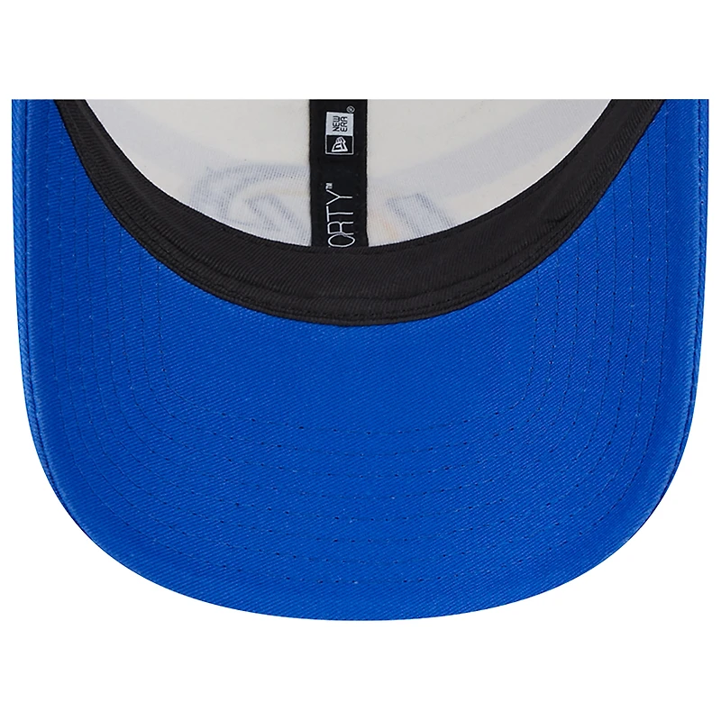 Men's New Era Cream/Royal Los Angeles Rams Team Stripe Trucker 9FORTY Snapback Hat