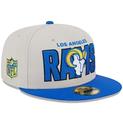 Casquette ajustée 59FIFTY pour homme Los Angeles Rams 2023 NFL Draft On Stage crème New Era