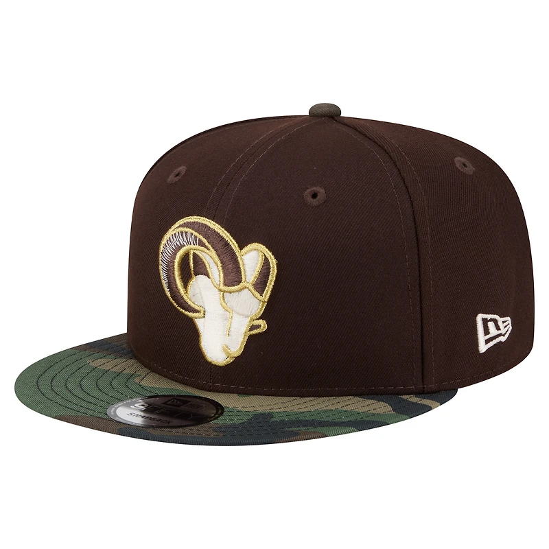 Men's New Era Dark Brown Los Angeles Rams Burnt Wood Camo 9FIFTY Snapback Hat