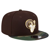 Casquette snapback New Era 9FIFTY marron foncé Los Angeles Rams, motif camouflage Burnt Wood, pour homme