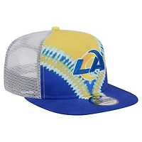 Men's New Era Gold/Royal Los Angeles Rams Throwback Dye Golfer Snapback Hat
