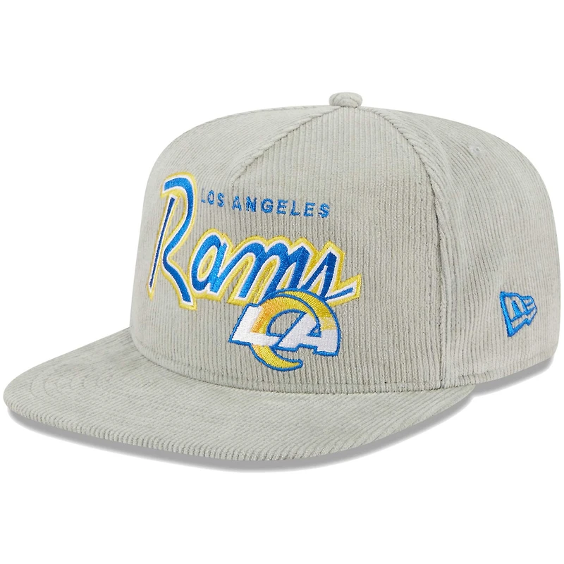 Casquette snapback golfeur Los Angeles Rams en velours côtelé grise New Era pour homme