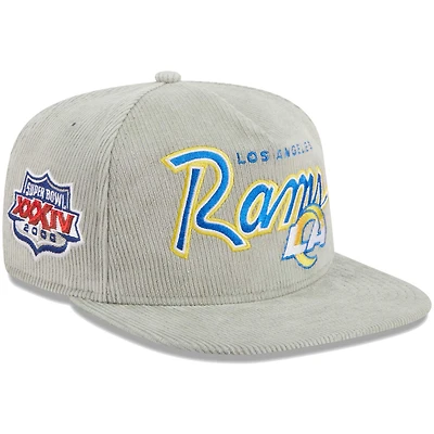 Casquette snapback golfeur Los Angeles Rams en velours côtelé grise New Era pour homme