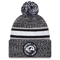 Men's New Era Heather Black Los Angeles Rams 2023 Inspire Change Cuffed Knit Hat With Pom