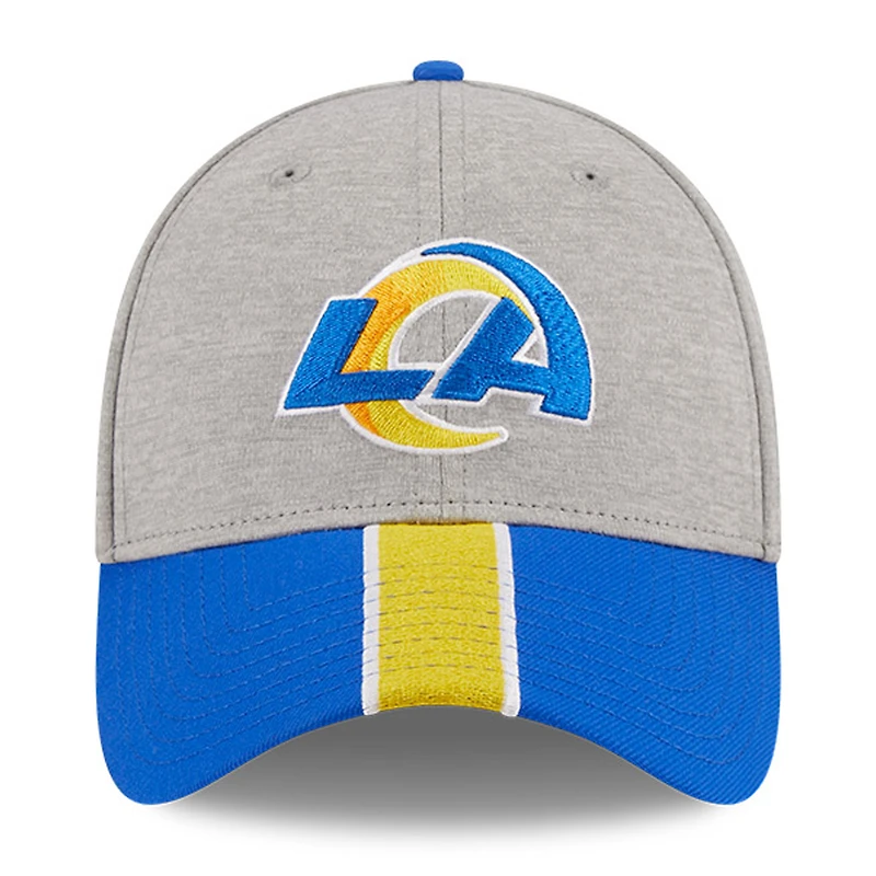 Casquette flexible 39THIRTY rayée New Era pour hommes, gris chiné/royal Los Angeles Rams