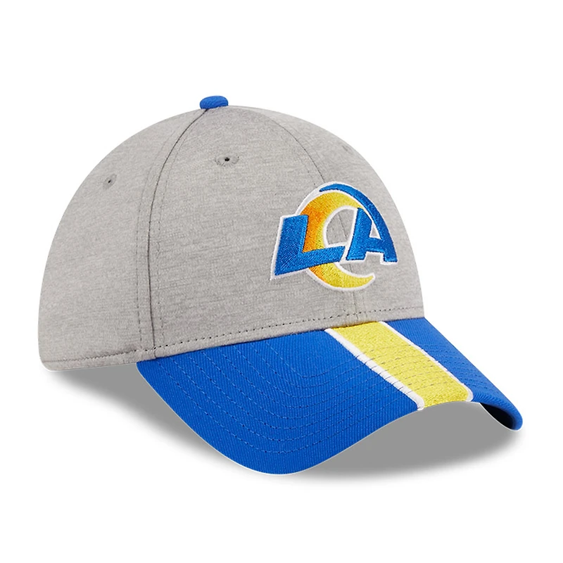 Casquette flexible 39THIRTY rayée New Era pour hommes, gris chiné/royal Los Angeles Rams