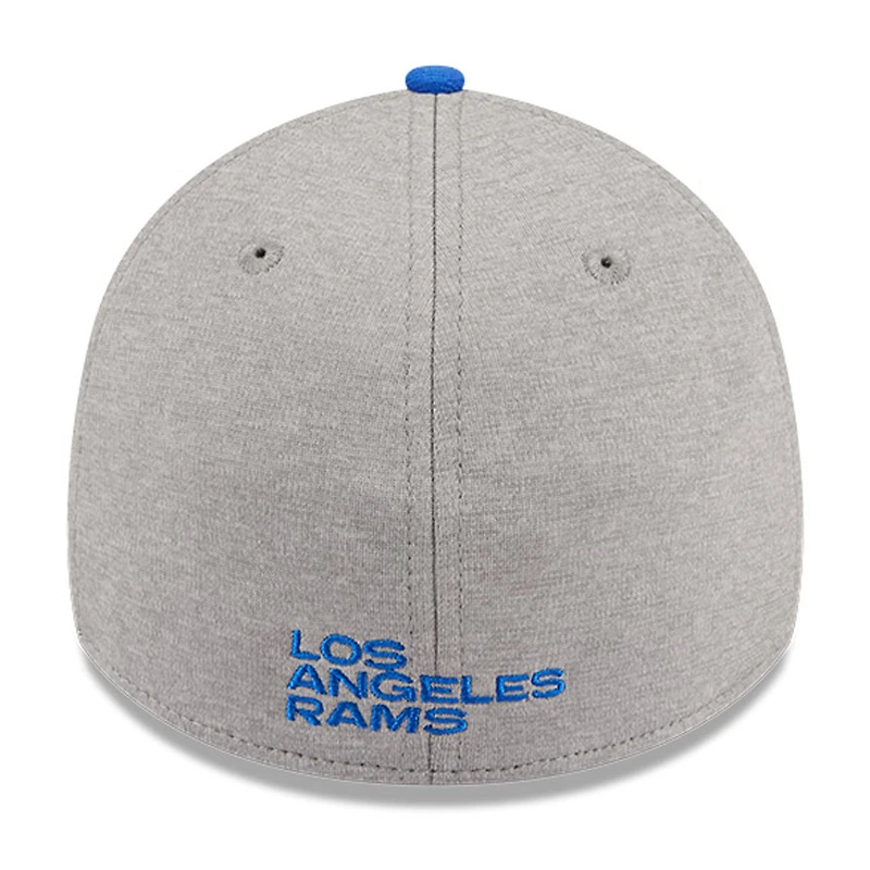 Casquette flexible 39THIRTY rayée New Era pour hommes, gris chiné/royal Los Angeles Rams