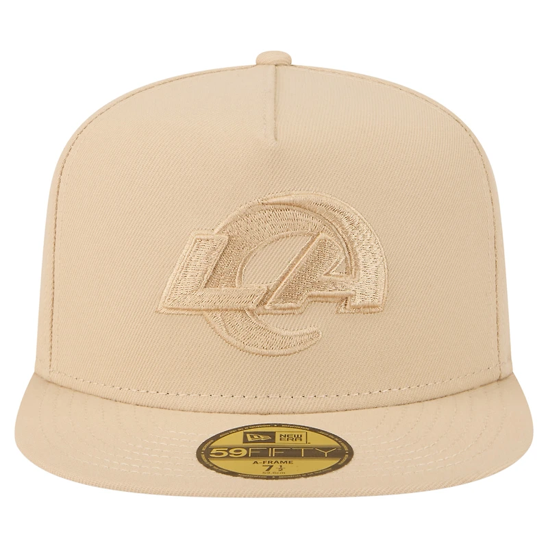 Casquette ajustée New Era 59FIFTY beige clair pour homme, coloris A-Frame, Los Angeles Rams