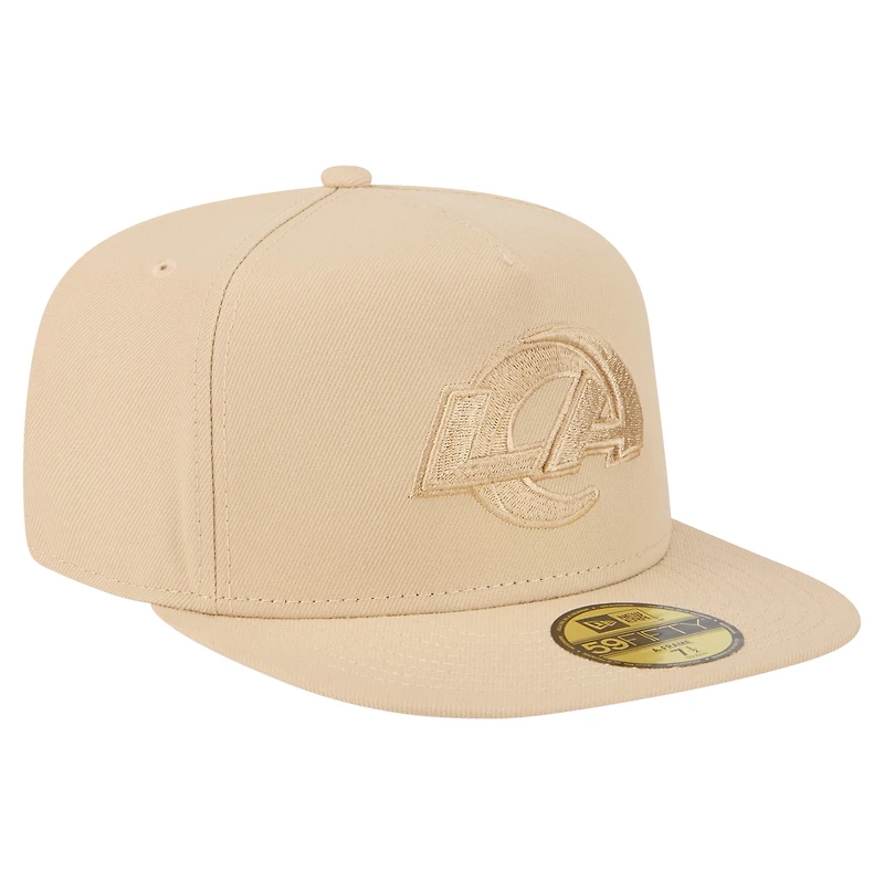 Casquette ajustée New Era 59FIFTY beige clair pour homme, coloris A-Frame, Los Angeles Rams