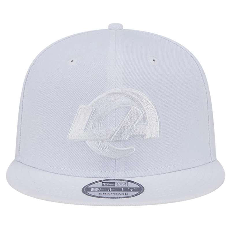 Casquette Snapback 9FIFTY New Era Los Angeles Rams Main blanc sur blanc pour homme