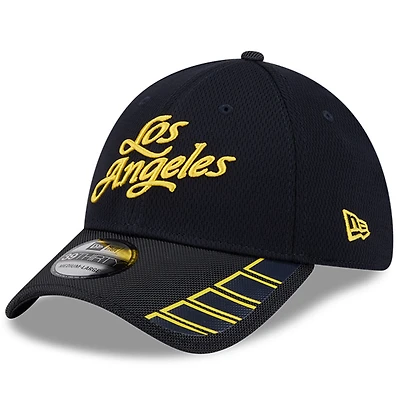 Casquette 39THIRTY Flex bleu nuit New Era pour homme, collection Rivalries 2025 des Los Angeles Rams