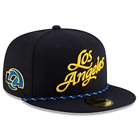 Casquette ajustée 59FIFTY bleu nuit New Era pour homme, collection Rivalries 2025 des Los Angeles Rams, avec cordon de serrage