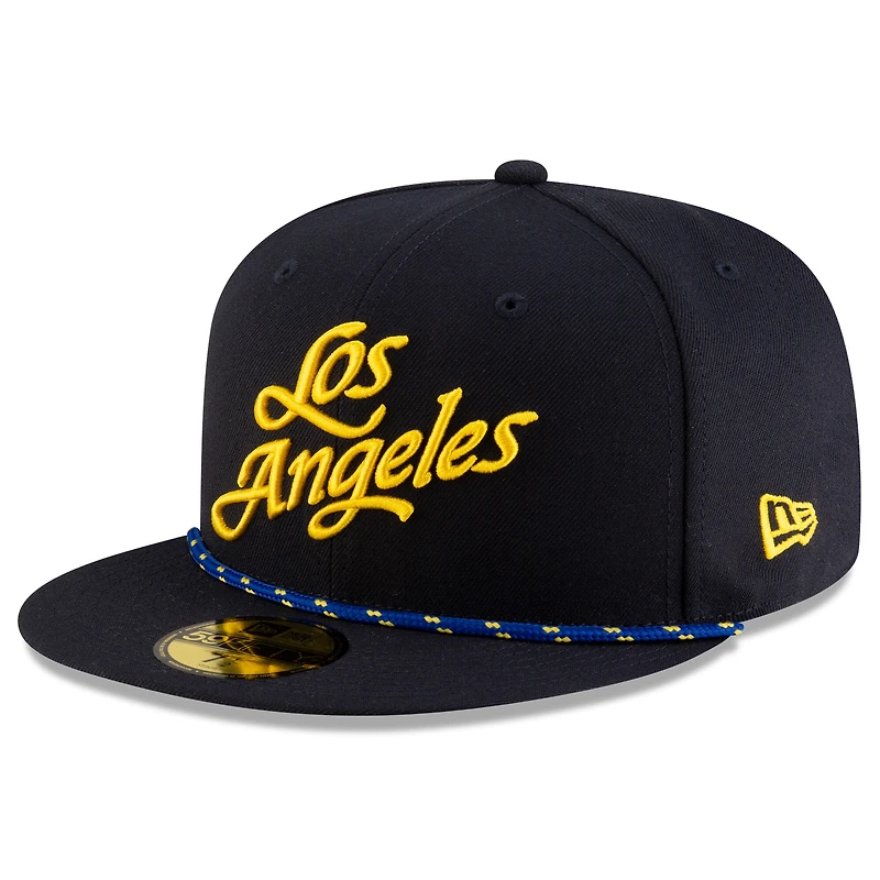 Men's New Era Midnight Blue Los Angeles Rams 2025 Rivalries Collection Sideline Rope 59FIFTY Fitted Hat