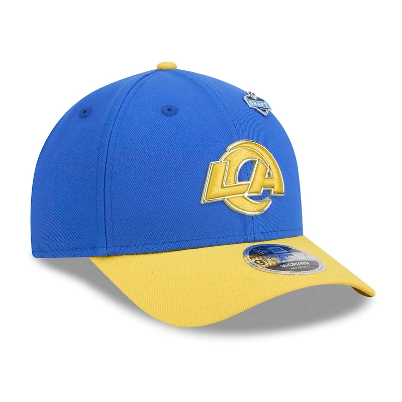 Casquette ajustable New Era 9FORTY M-Crown pour homme, bleu royal/or, Los Angeles Rams, repêchage NFL 2026