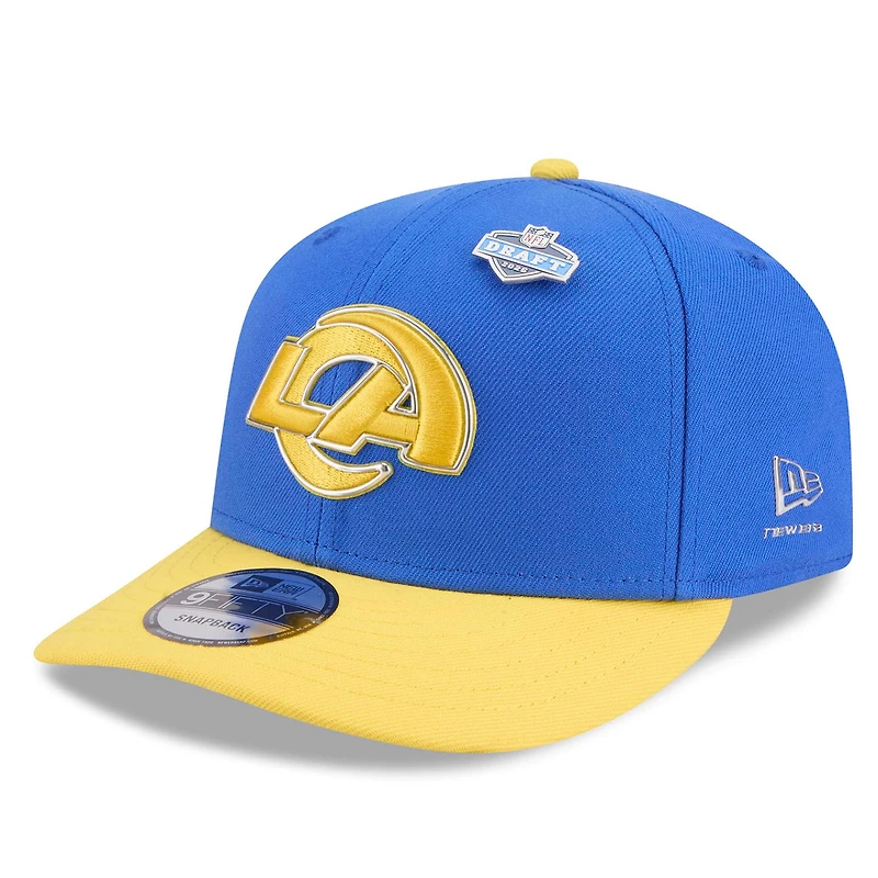 Casquette snapback New Era 9FIFTY pour homme, bleu royal/or, Los Angeles Rams, édition spéciale draft NFL 2026.
