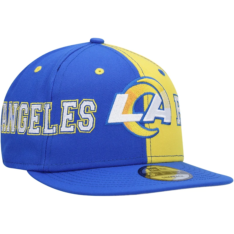Casquette Snapback 9FIFTY Team Split des Los Angeles Rams New Era pour homme, bleu royal/doré