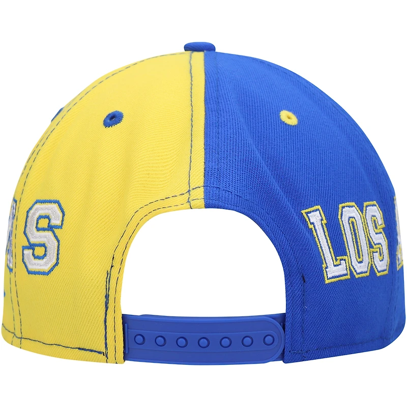 Casquette Snapback 9FIFTY Team Split des Los Angeles Rams New Era pour homme, bleu royal/doré