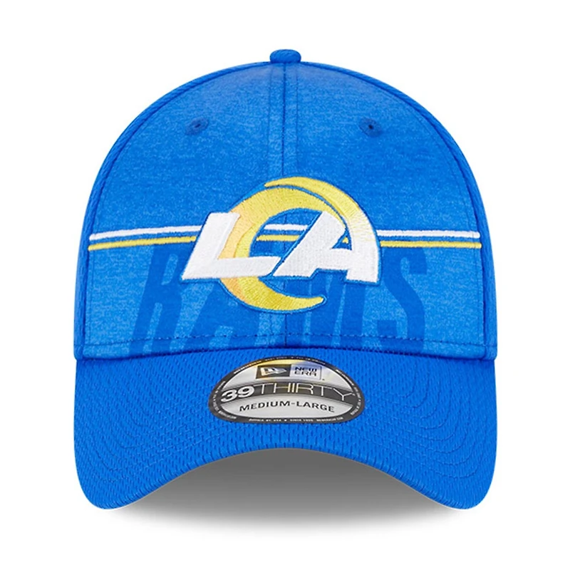 Casquette Flex Fit New Era Royal Los Angeles Rams 2023 NFL Training Camp 39THIRTY pour homme