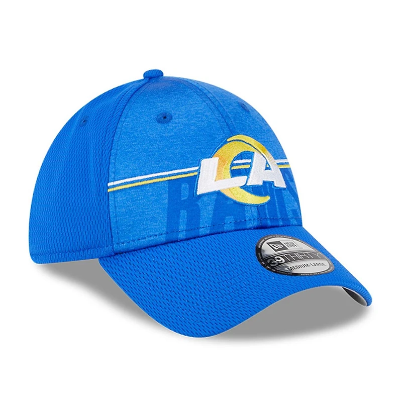 Casquette Flex Fit New Era Royal Los Angeles Rams 2023 NFL Training Camp 39THIRTY pour homme